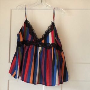 stripped and lace tank